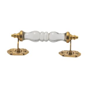 Vintage Ribbed Glass and Brass Pull Handle - 5 Inch & 6.5 Inch