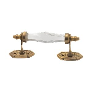 Elegant Clear Faceted Crystal and Brass Pull Handle - 5" & 6.5" Centers