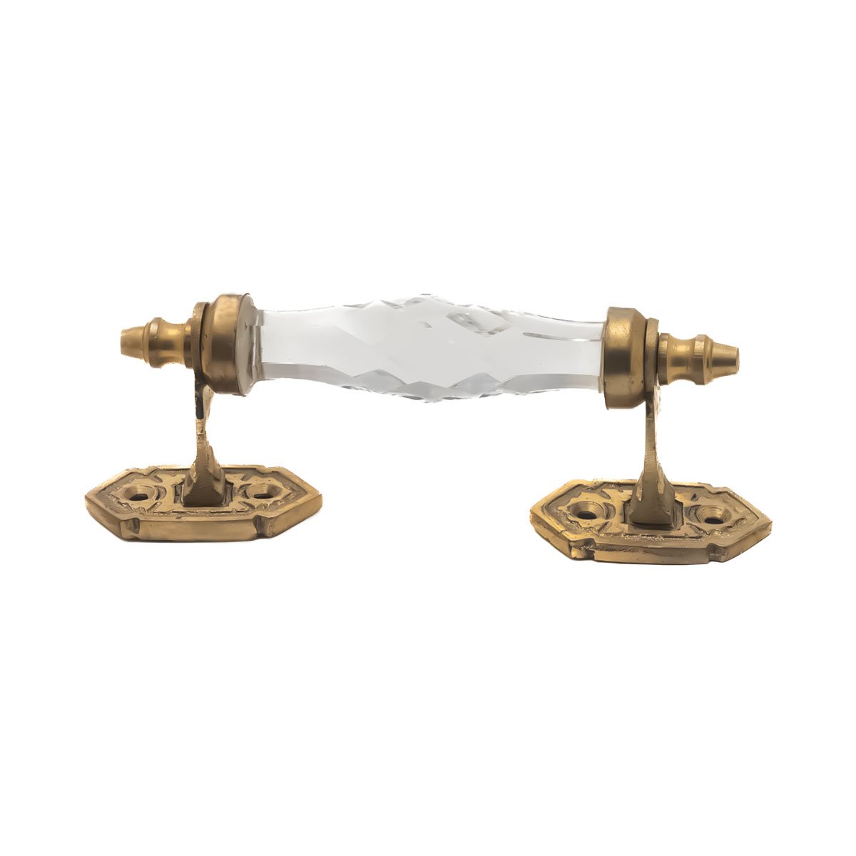 Elegant Clear Faceted Crystal and Brass Pull Handle – 5″ & 6.5″ Centers