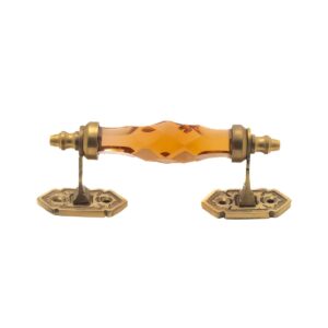 Golden Amber Crystal and Brass Pull Handle - 5" & 6.5" Centers