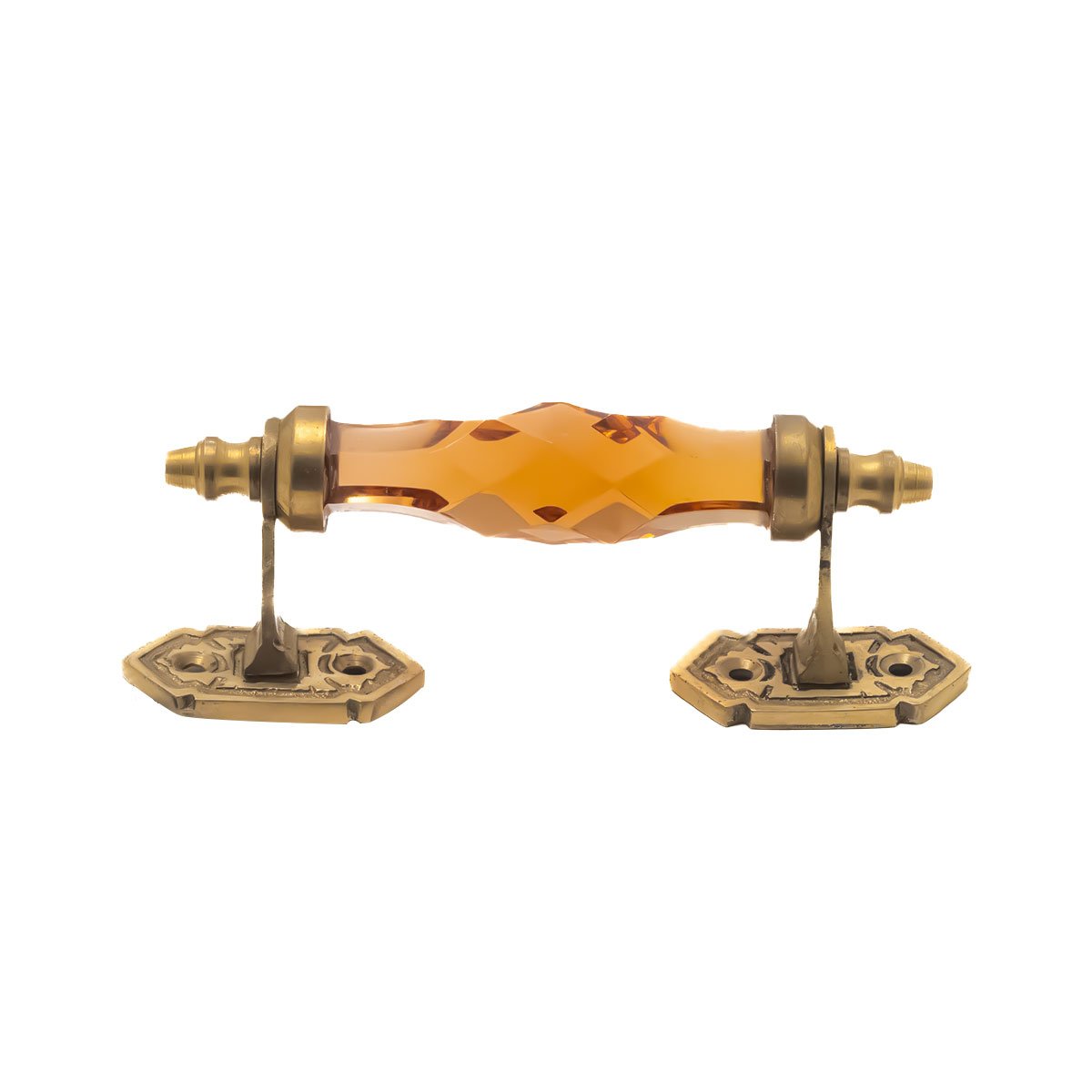 Golden Amber Crystal and Brass Pull Handle – 5″ & 6.5″ Centers