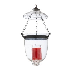 CDNY Classic Smooth Clear Glass Hanging Baby Lantern with Darkened Metal Accents, DIA 6" HT14" JAR 10"