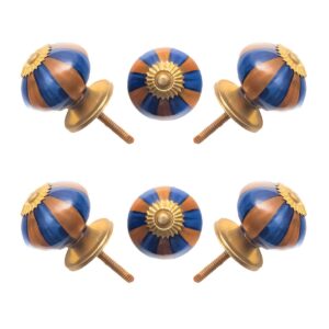 Blue & White Checkered Ceramic Knob (Pack of 6) - Bold & Easy Install for Cabinets & Drawers