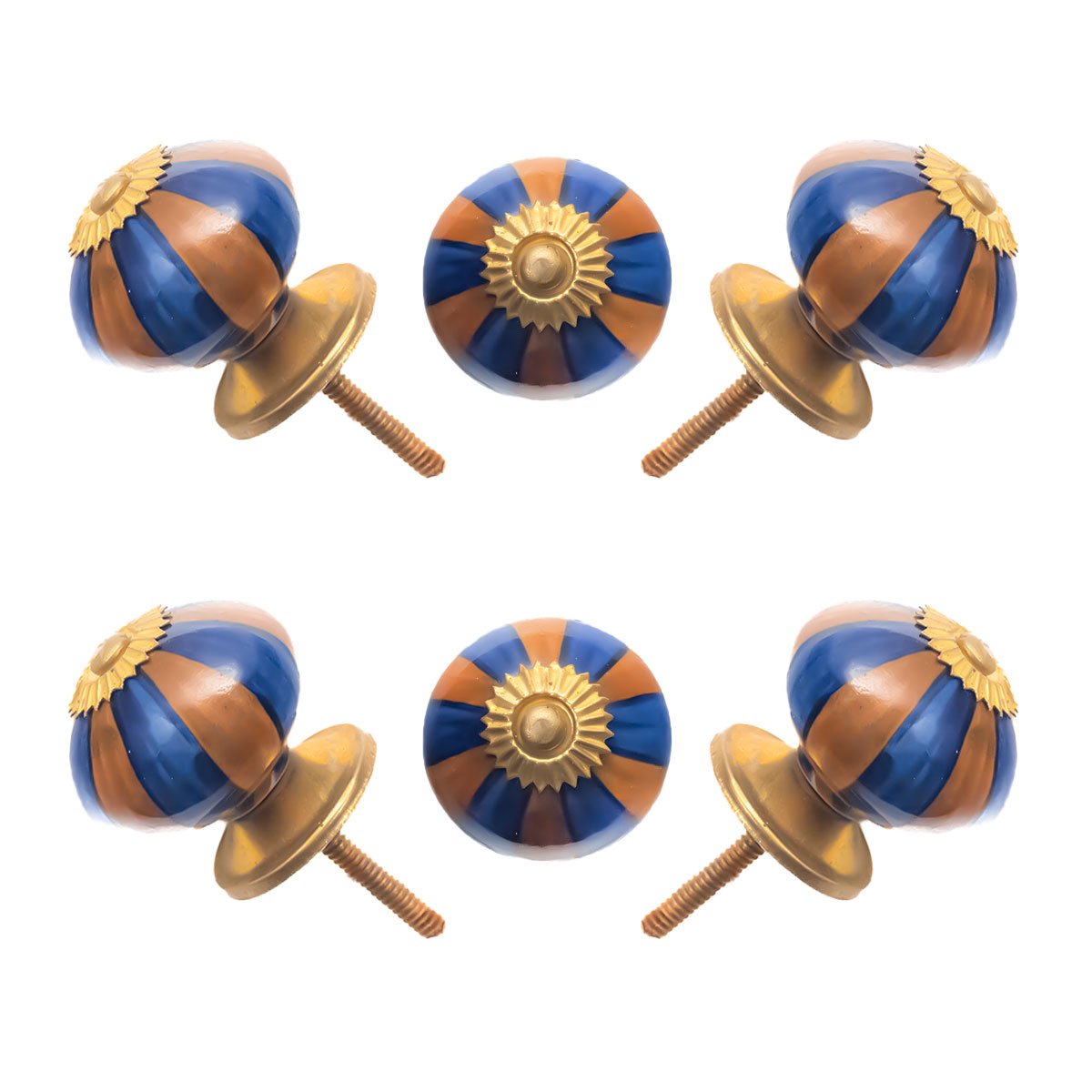 Blue & White Checkered Ceramic Knob (Pack of 6) – Bold & Easy Install for Cabinets & Drawers
