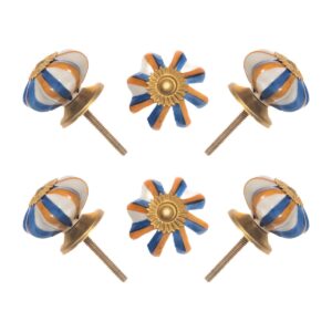 Nautical Striped Ceramic Knob (Pack of 6) - Coastal Chic & Easy Install for Cabinets & Drawers By CDNY