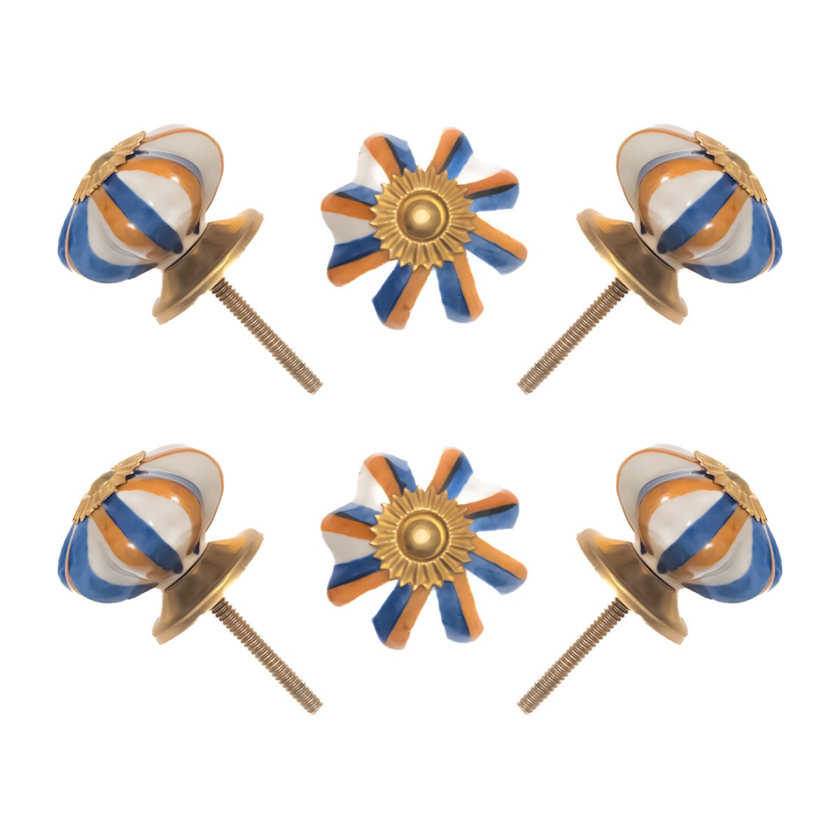 Nautical Striped Ceramic Knob (Pack of 6) – Coastal Chic & Easy Install for Cabinets & Drawers By CDNY