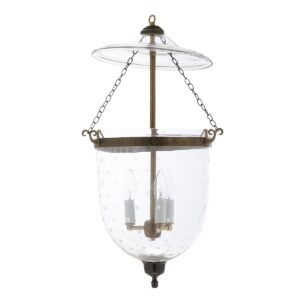 CDNY LARGE MINISTAR CUT LANTERN: Dazzling Star Etched Glass Hanging Chandelier with Antique Brass Finish,11"DIA, 23"H, 13.5 JAR
