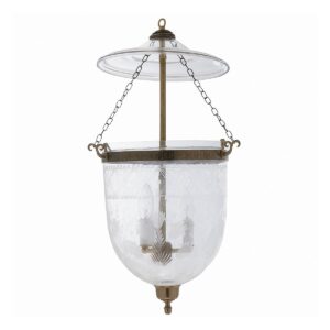 CDNY LARGE TULIP LANTERN: Grand Etched Tulip Design Glass Hanging Chandelier with Antique Brass Finish,11"DIA, 23"H, 13.5 JAR