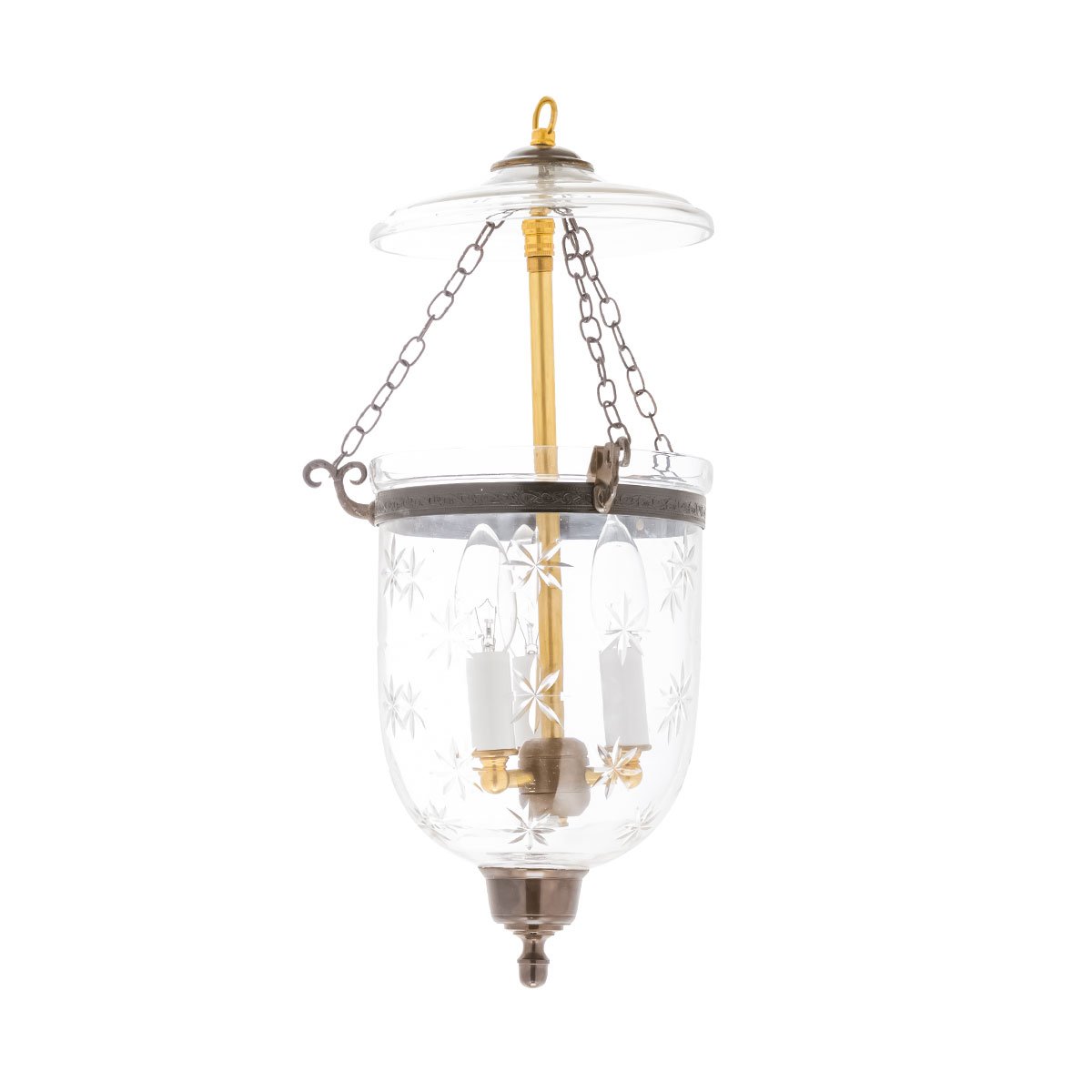 CDNY Small Starcut Lantern: Elegant Star Cut Glass Hanging Accent Lantern with Darkened Metal Finish