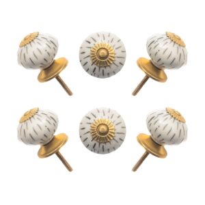 Rainy Artistic Hand-Painted Grey Dash Ceramic Knobs with Gold Accents (Set of 6) - 1.5 Inch - CDNY