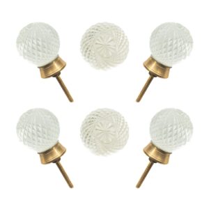 Sparkling clear faceted diamond cut Glass Knobs with Solid Brass Base (Set of 6) - 1.5 Inch - CDNY